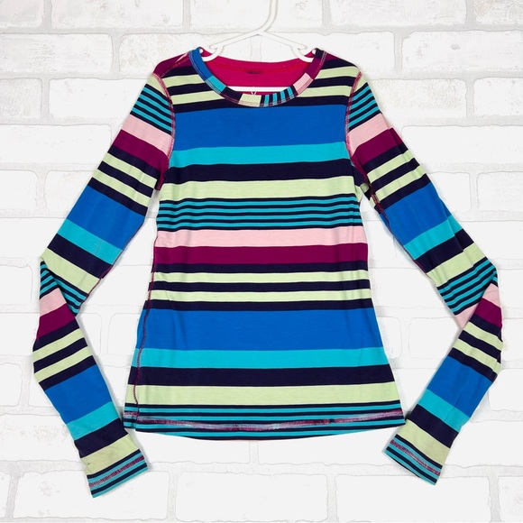 IVIVVA‎ by LULULEMON Striped Multicolor Long Sleeve Girls' Reversible Size 10-12 - Picture 1 of 12
